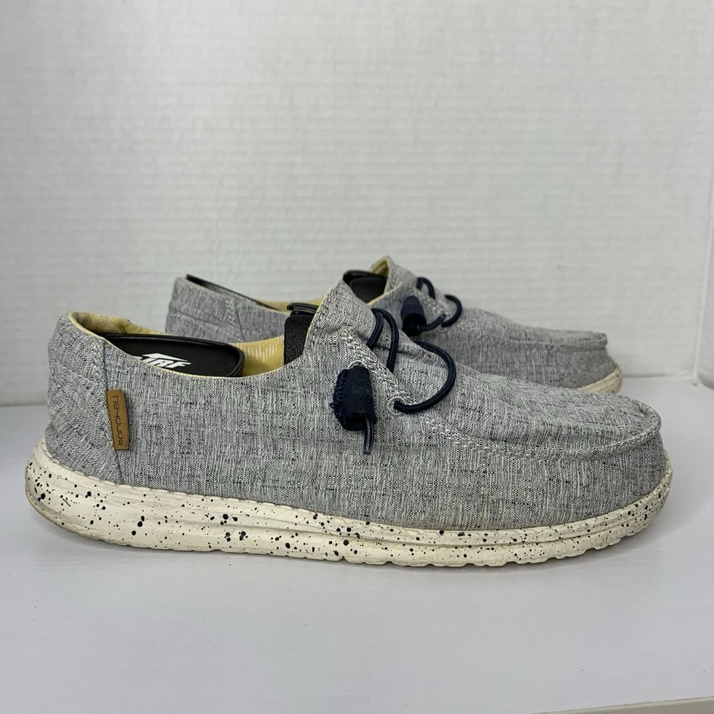 Hey Dude Wendy Chambray White Blue Slip-On Shoes Women's Size 7